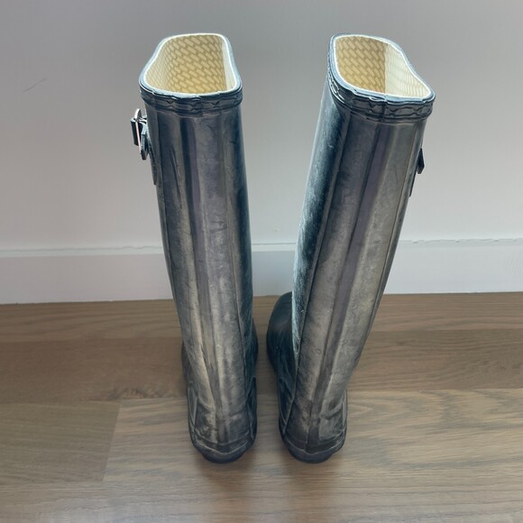 Hunter Knee High Tall Rubber Rain Boots Black Size 5 - Picture 6 of 8